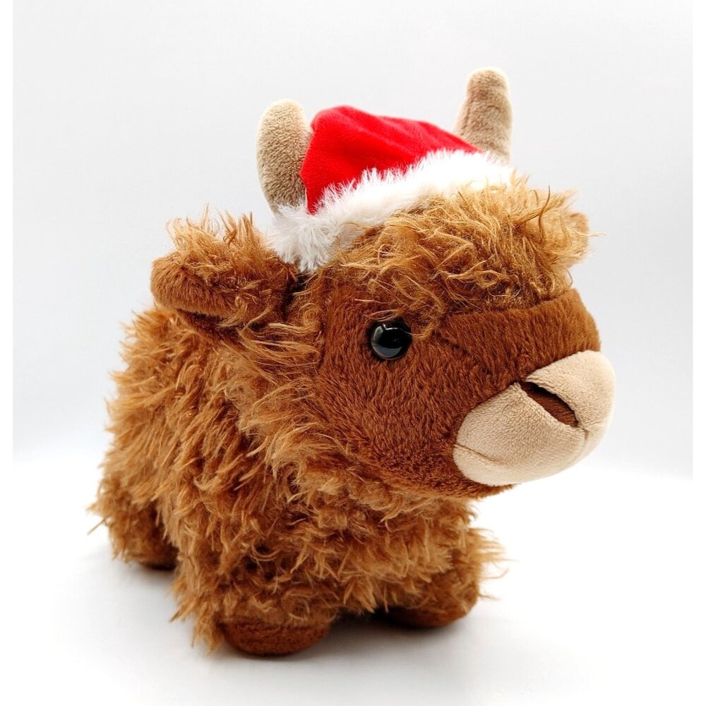 Dan Dee Highland Cow Soft w/Santa Hat Plush Toys Doll 11"